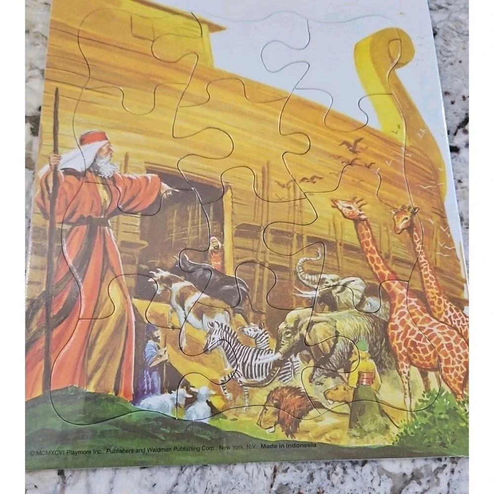 Vintage 1996  Frame Tray Puzzles Noah And The Ark/ In The Beginning Lot Of 2
